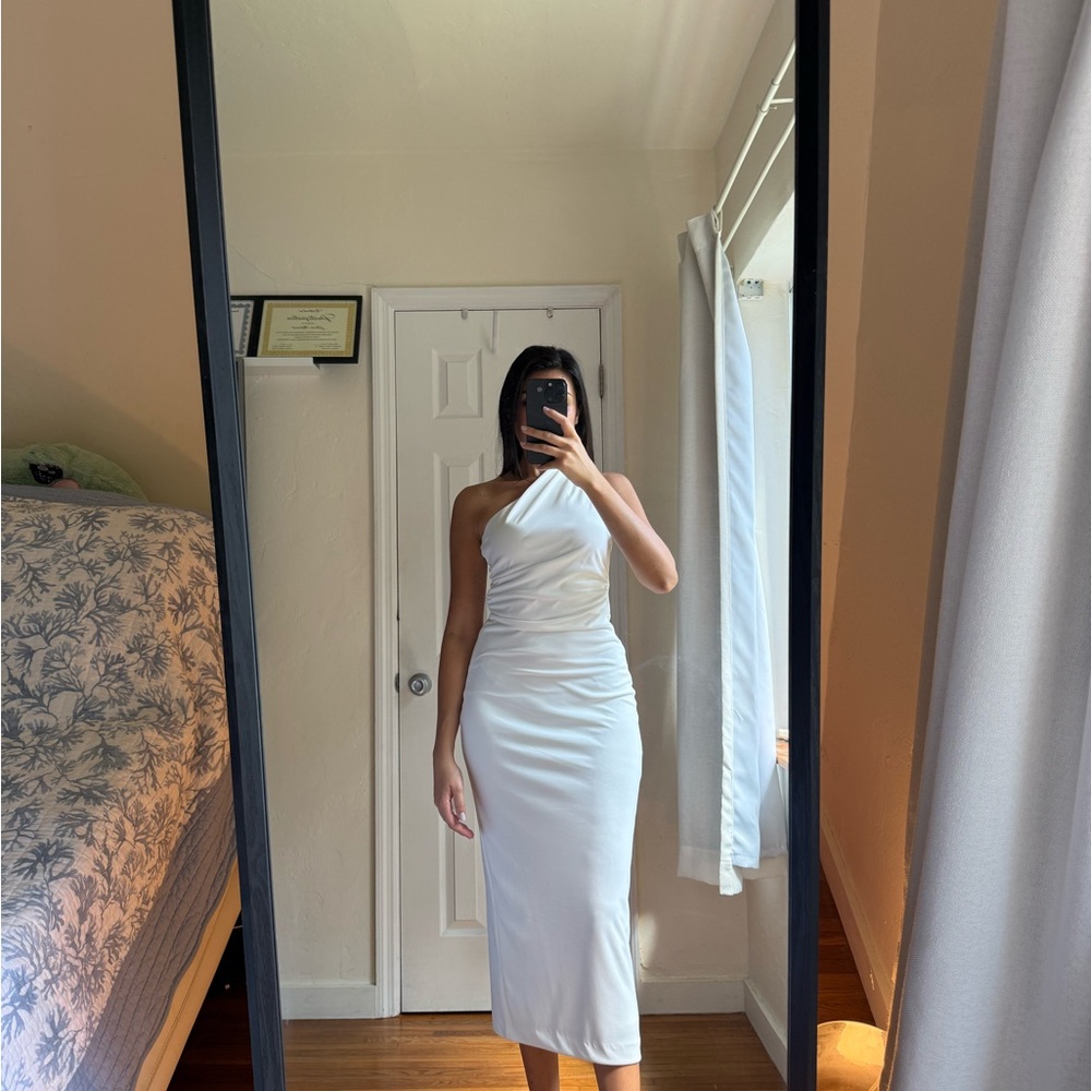 Zara White One-Shoulder Dress